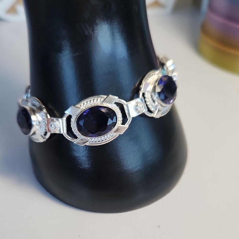 925 Sterling Silver Amethyst Bracelet Silver